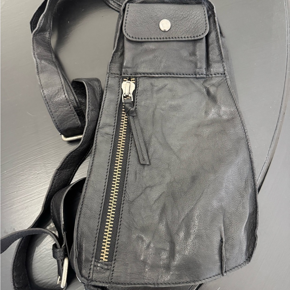 Free People Black Leather Crossbody Bag